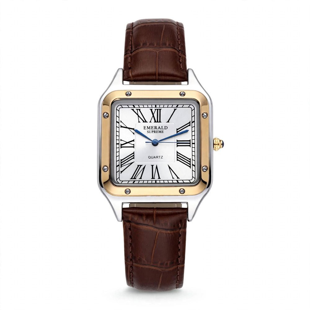 Emerald Santos ES-2031 men's watch with white dial and two-tone design