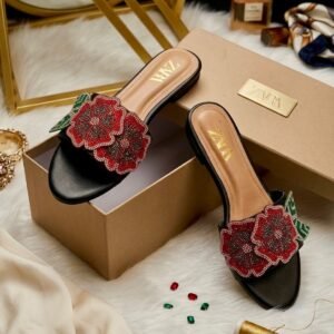 Zara Floral Embroidered Flat Slipper