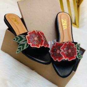 Zara Floral Embroidered Flat Slipper