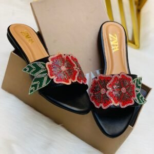 Zara Floral Embroidered Flat Slipper