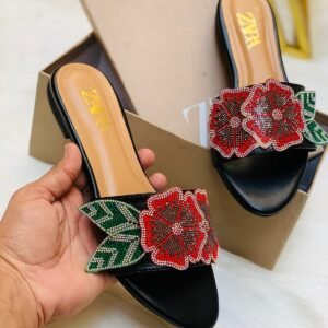 Zara Floral Embroidered Flat Slipper