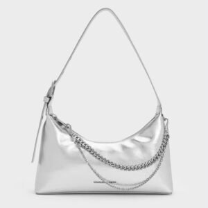 Charles & Keith Atwood Chain-Embellished Shoulder Bag with box and dust bag