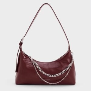 Charles & Keith Atwood Chain-Embellished Shoulder Bag with box and dust bag