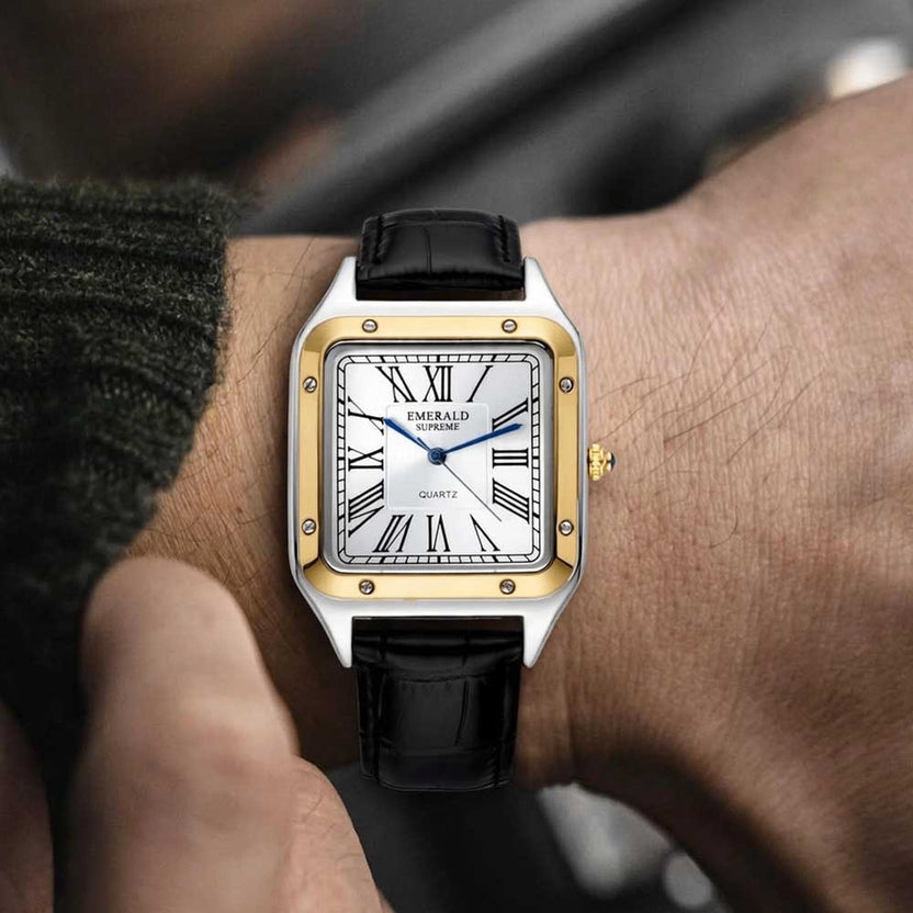 Emerald Santos ES-2031 men's watch with white dial and two-tone design