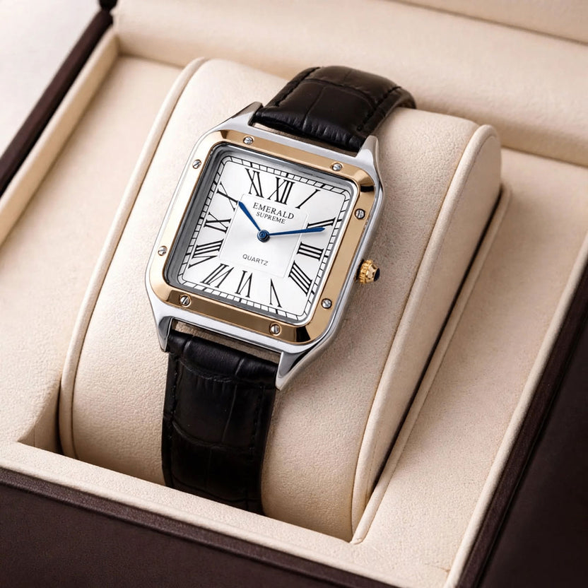 Emerald Santos ES-2031 men's watch with white dial and two-tone design